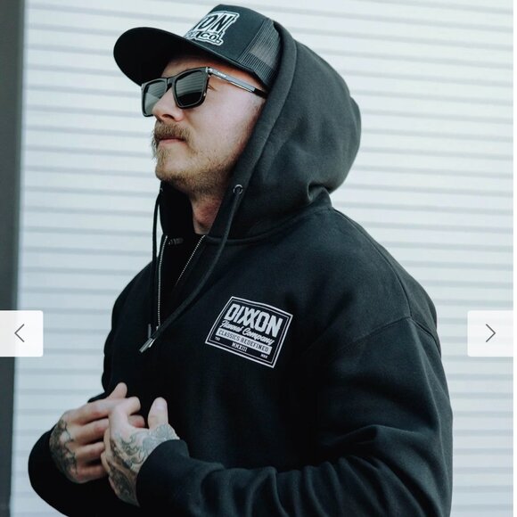 Dixxon Flannel Company: Billboard Zip Up Hoodie, Black/White, Men's LARGE - Picture 1 of 4